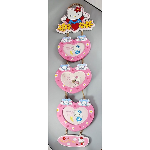 Hello Kitty for You Battery Hanging Wall Clock w/ Photo Frames - Vintage - Picture 1 of 8